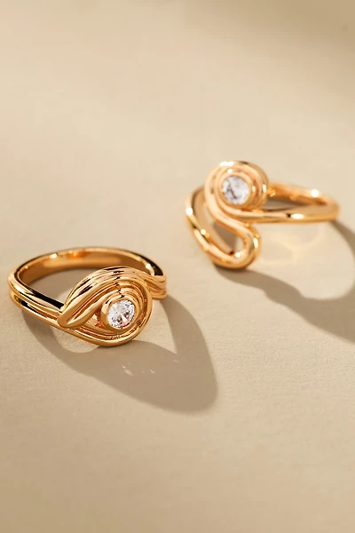 Luv Aj Wave Rings, Set of 2