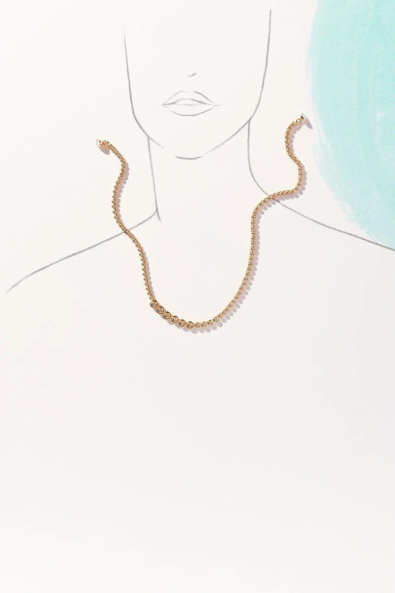 Luv Aj Wave Graduated Bezel Tennis Necklace