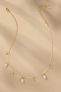 Crystal Floater Charm Herringbone Necklace