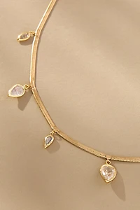 Crystal Floater Charm Herringbone Necklace