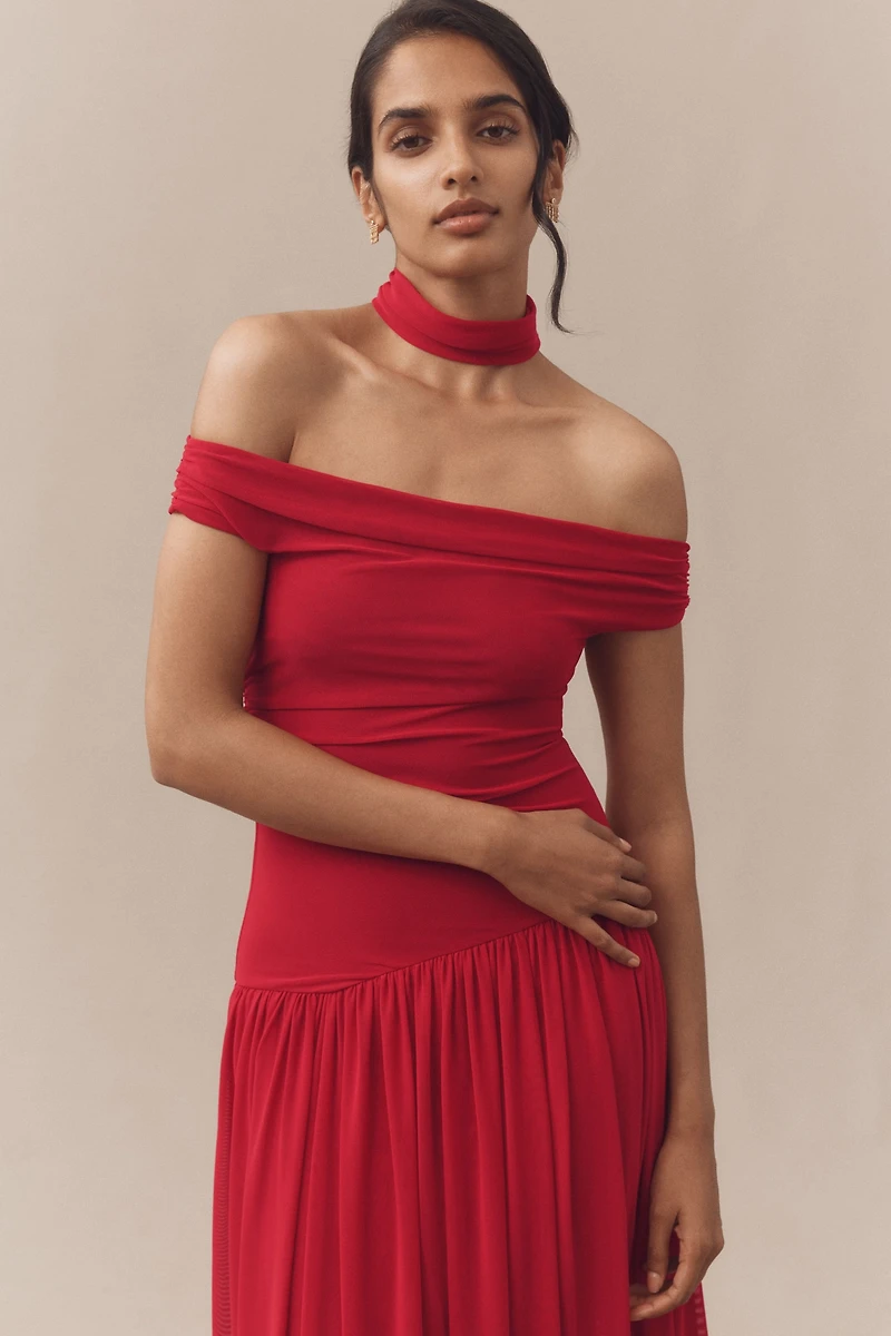 BEC + BRIDGE Deija Off-Shoulder Drop-Waist Maxi Dress