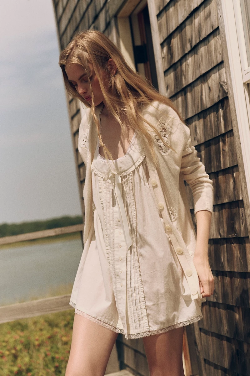 LoveShackFancy Brynnella Cashmere Blend Cardigan Sweater