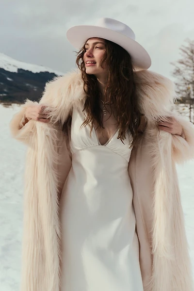 LoveShackFancy Valia Long Faux-Fur Coat