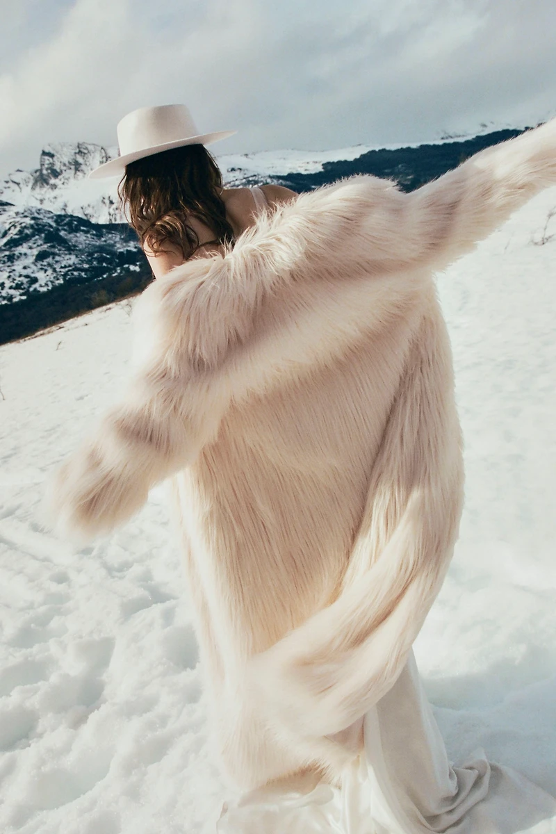 LoveShackFancy Valia Long Faux-Fur Coat