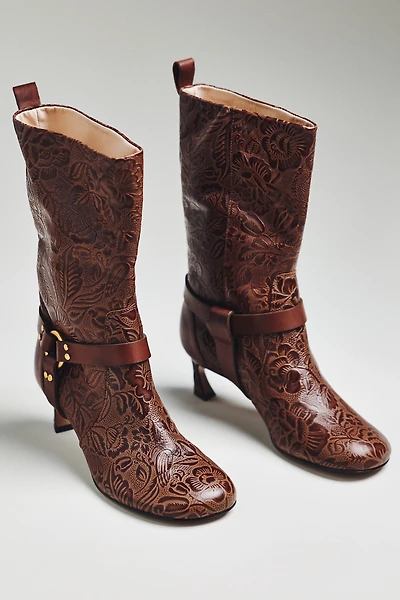 Farm Rio Embossed Harness Kitten Heel Boots