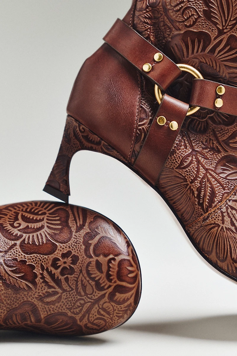 Farm Rio Embossed Harness Kitten Heel Boots