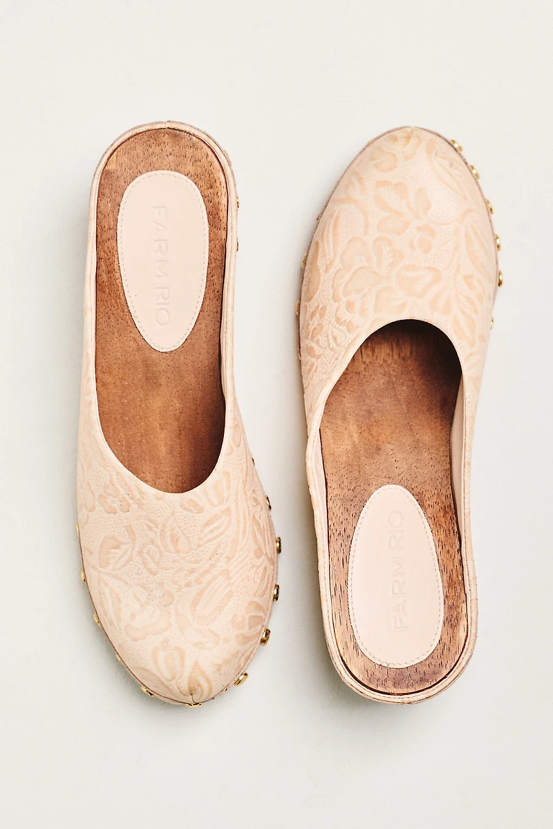 Farm Rio Embossed Wood-Bottom Clogs