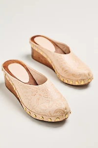 Farm Rio Embossed Wood-Bottom Clogs