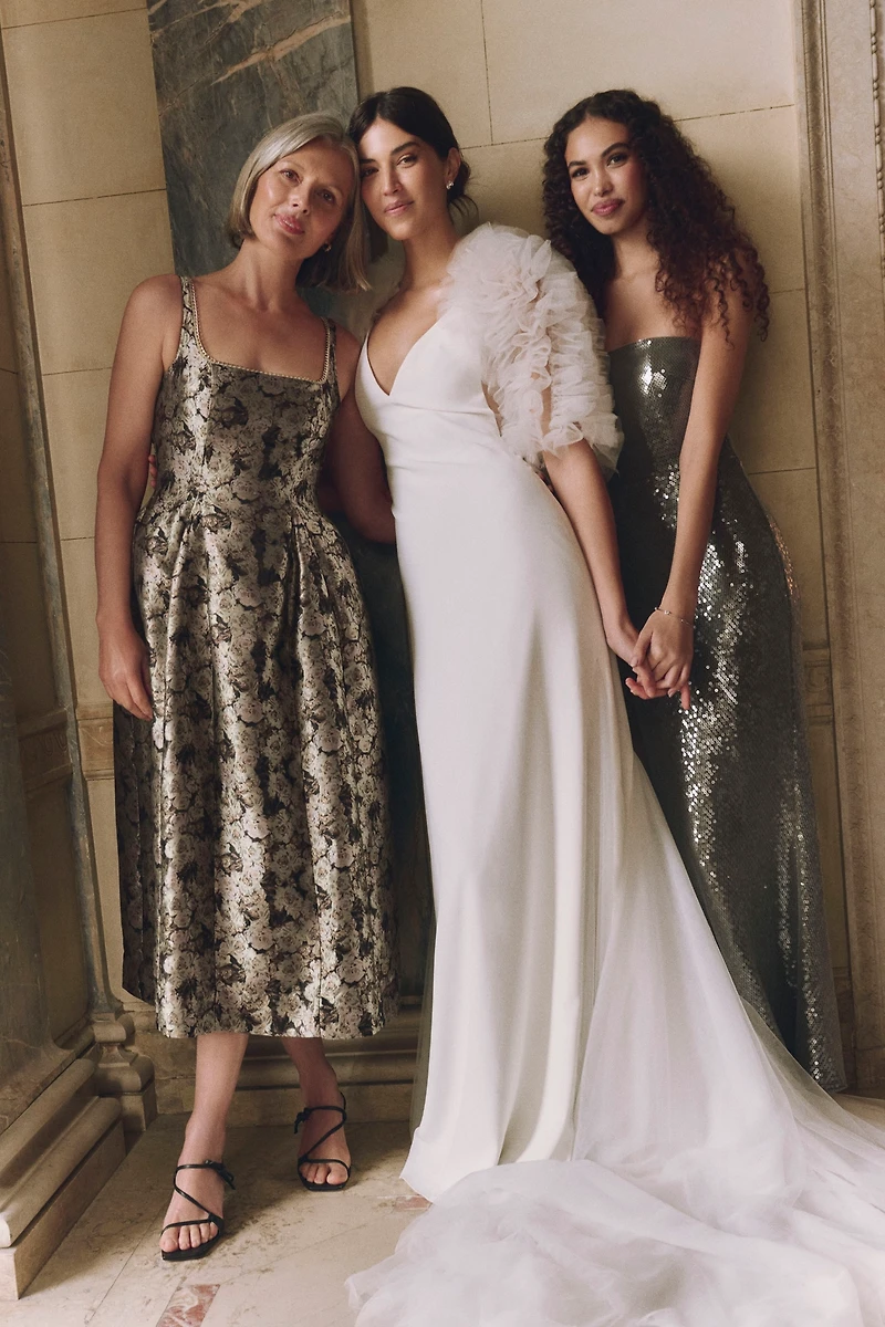 SAU LEE Ciara Strapless Sequin Mermaid Midi Dress