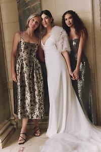SAU LEE Ciara Strapless Sequin Mermaid Midi Dress