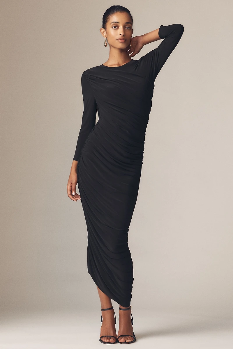 Norma Kamali Diana Long-Sleeve Midi Dress