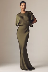 Norma Kamali Reverse Obie Satin Maxi Dress