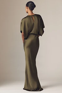 Norma Kamali Reverse Obie Satin Maxi Dress
