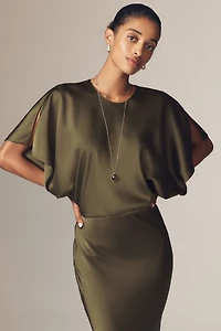 Norma Kamali Reverse Obie Satin Maxi Dress