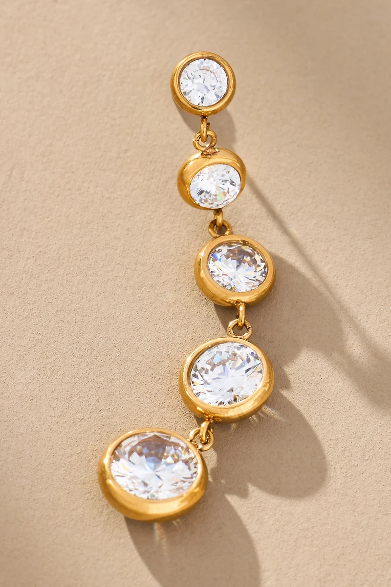 Circle Faceted Crystal Dangle Earrings
