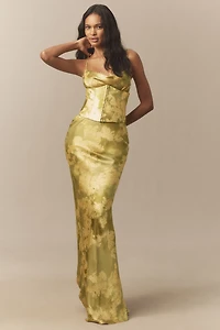 De La Vali Cleodora Silk Corset Maxi Gown