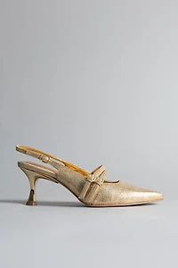 Avec Les Filles Kaia Metallic Double-Strap Slingback Heels