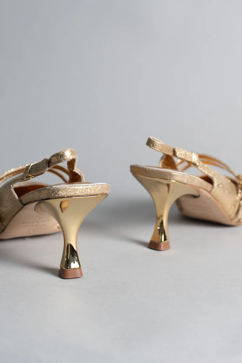 Avec Les Filles Kaia Metallic Double-Strap Slingback Heels