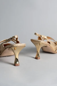 Avec Les Filles Kaia Metallic Double-Strap Slingback Heels