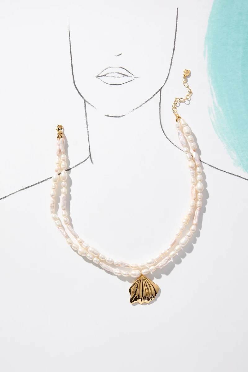 Frasier Sterling Tropea Pearl Charm Necklace