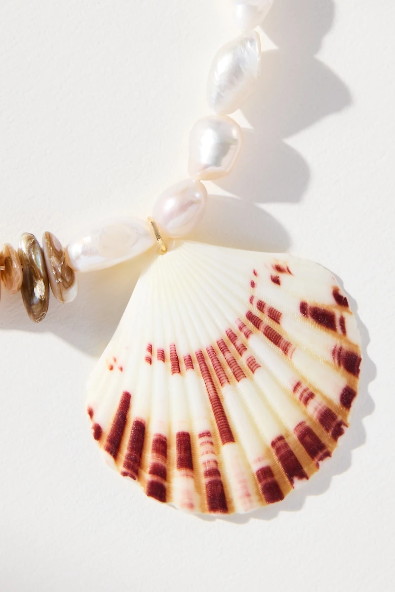 Frasier Sterling Sardinia Shell Charm Pearl Necklace