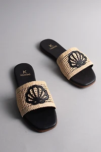 Kaanas Meera Seashell Fishnet Slide Sandals