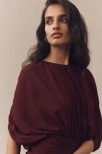 Ronny Kobo Louisa Ruched Chiffon Maxi Dress