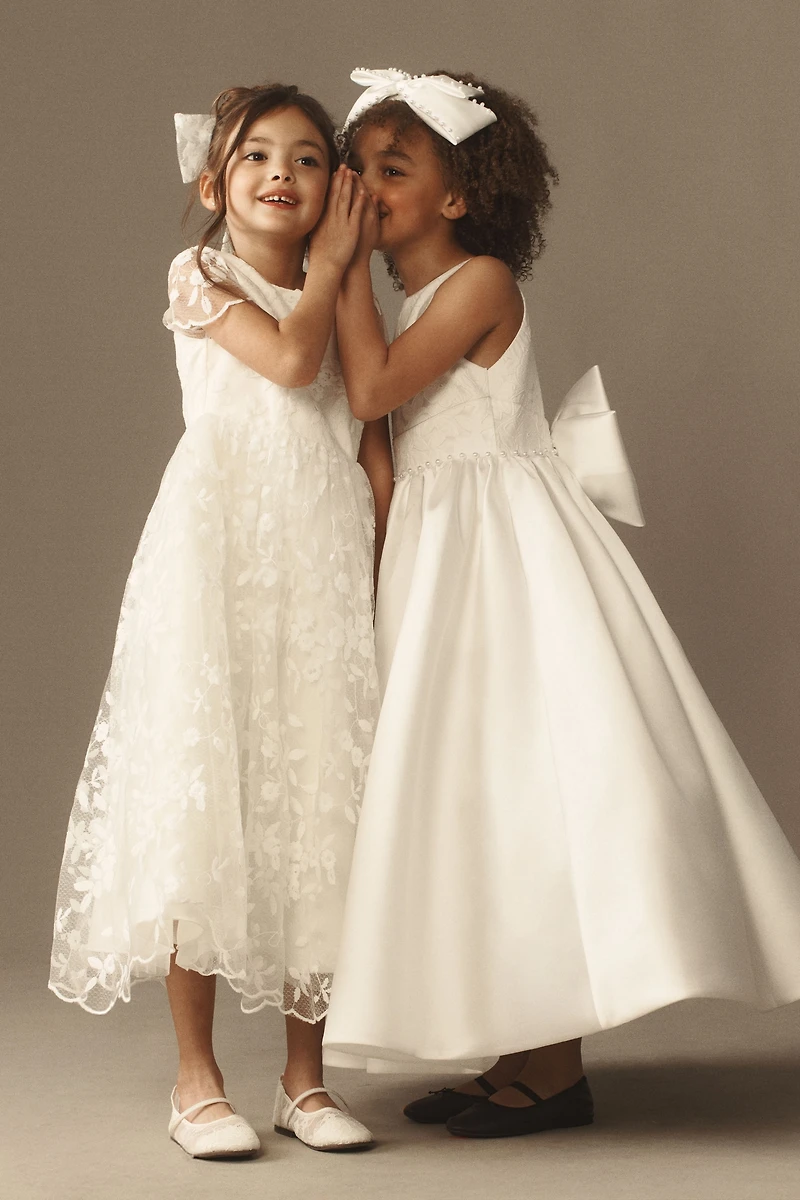 Princess Daliana Long Lindi Lace Piping Crew-Neck Flower Girl Dress