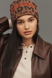 Damson Madder Leopard Beanie