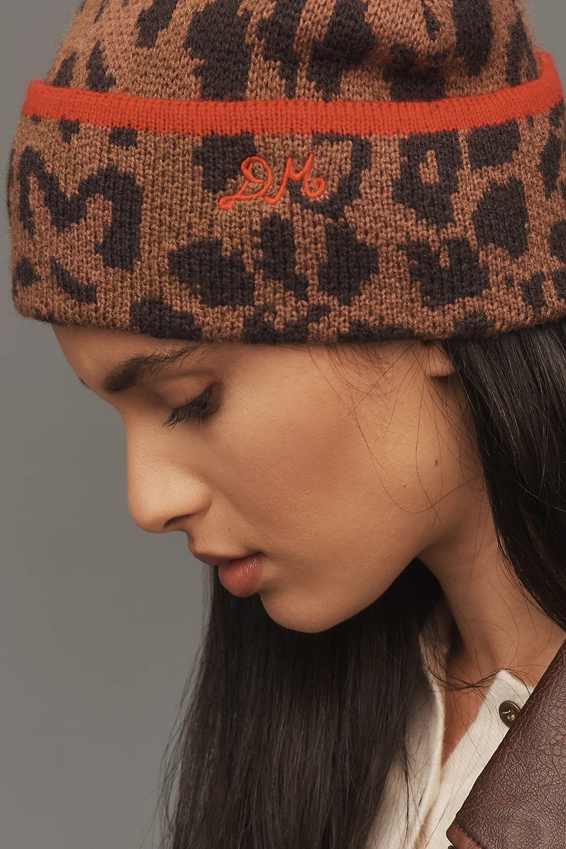 Damson Madder Leopard Beanie