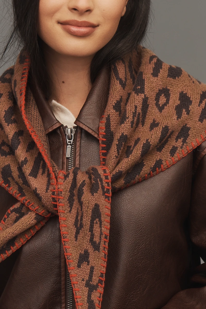 Damson Madder Leopard Triangle Scarf