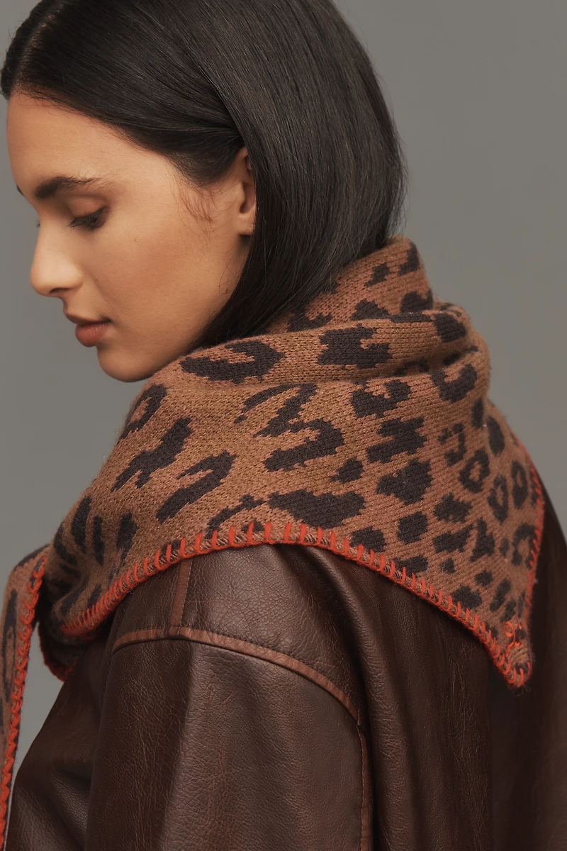 Damson Madder Leopard Triangle Scarf
