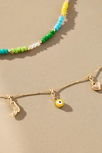 Beaded Charm Layered Necklace