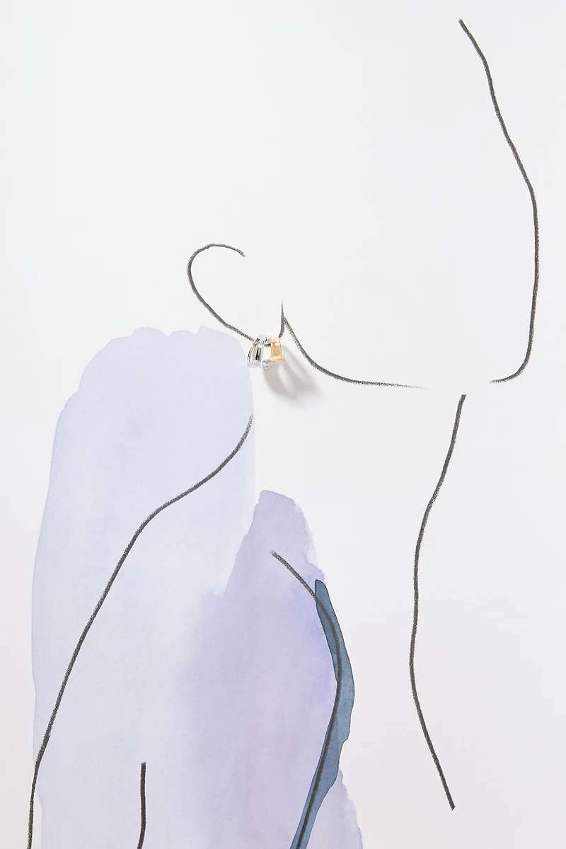 Mixed Metal Split Huggie Hoop Earrings