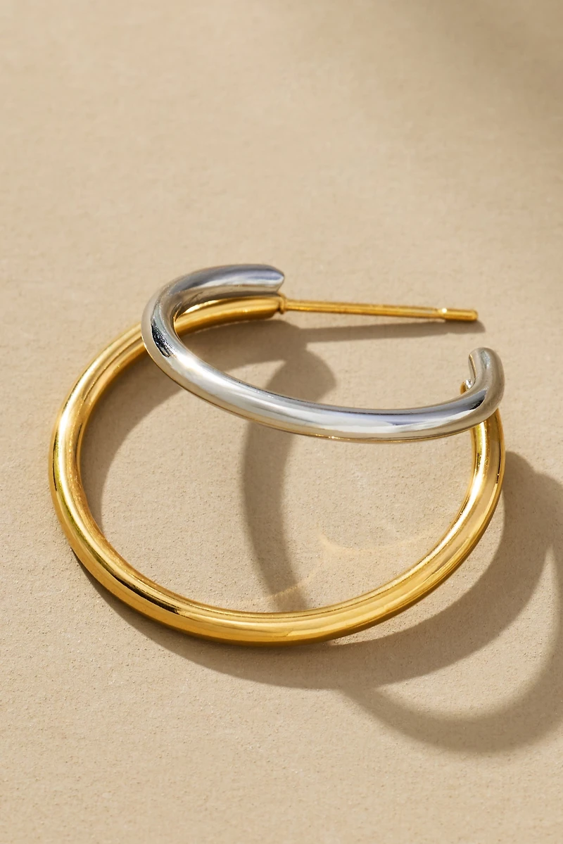 Mixed Metal Huggie Hoop Earrings