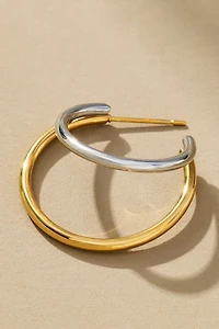 Mixed Metal Huggie Hoop Earrings