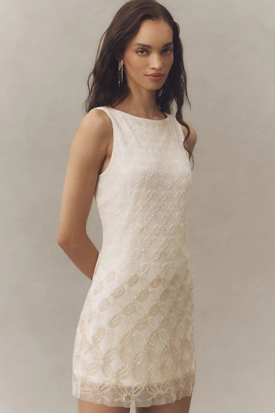 Not So Serious Ombre Beaded Geo Mini Dress