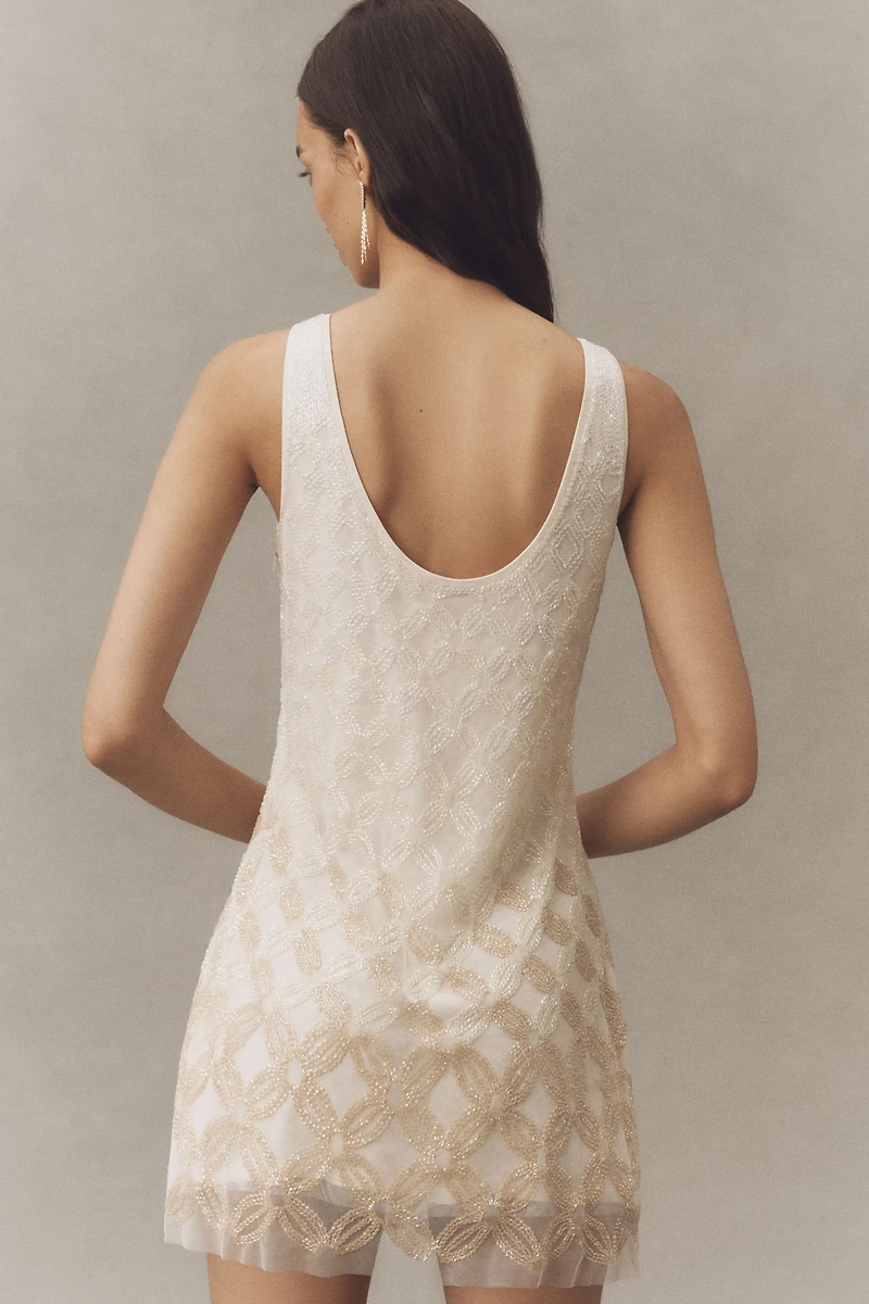 Not So Serious Ombre Beaded Geo Mini Dress