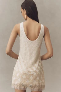 Not So Serious Ombre Beaded Geo Mini Dress