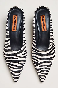SIMONMILLER Gala Mule Calf-Hair Kitten Heels