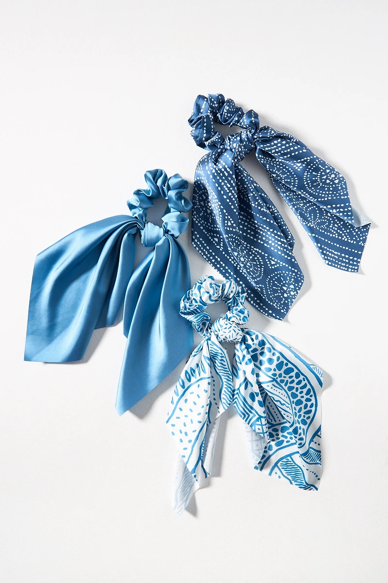 Assorted Patterned Hair Scarf Scrunchies, Set of 3