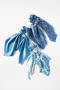 Assorted Patterned Hair Scarf Scrunchies, Set of 3