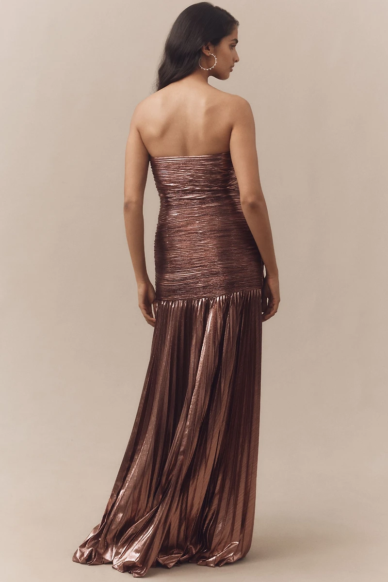 Retrofete Aelita Strapless Metallic Maxi Dress