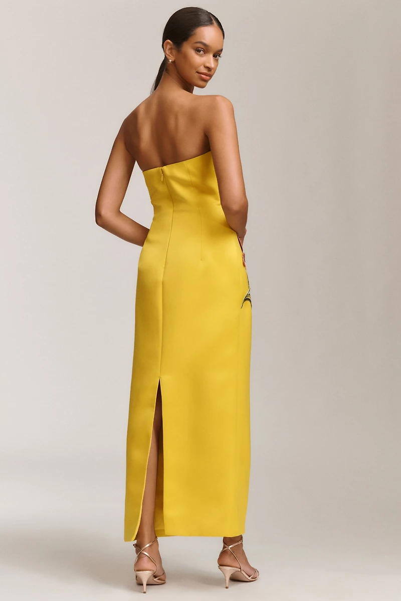 LEO LIN Rayna Appliqué Floral Strapless Maxi Dress