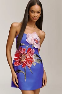 LEO LIN Rosario Floral Appliqué Fit & Flare Mini Dress
