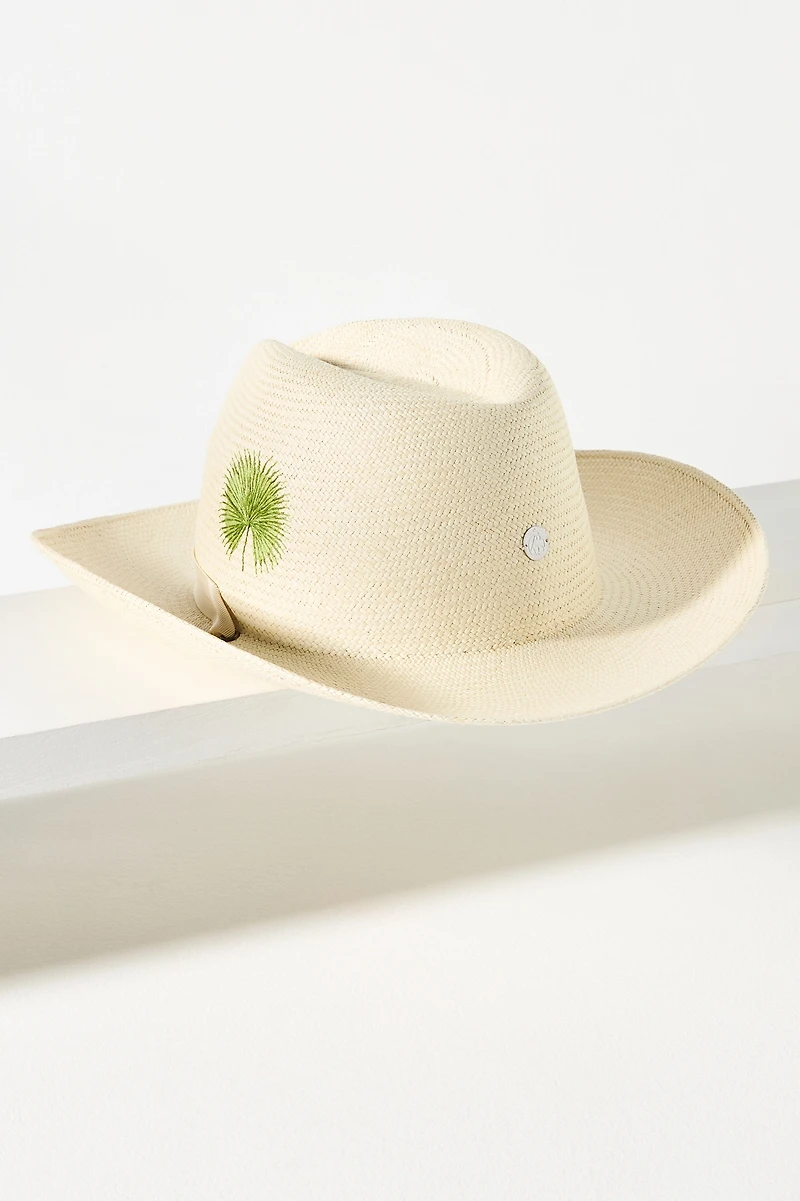 Freya Palmetto Embroidered Straw Rancher