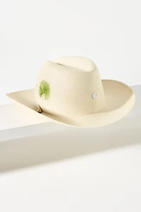 Freya Palmetto Embroidered Straw Rancher