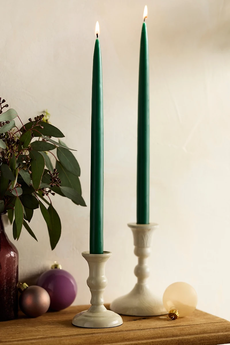 Unscented Tall Taper Candle Set, Evergreen