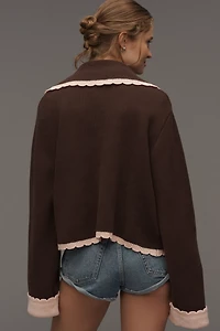 FRNCH x Anthropologie Scallop-Collar Cardigan Sweater