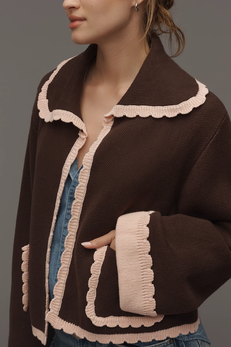FRNCH x Anthropologie Scallop-Collar Cardigan Sweater